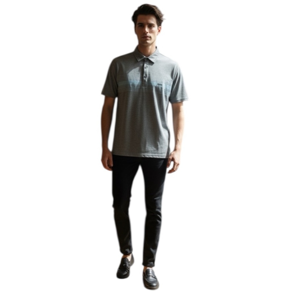 NWOT Dixxon Flannel Co. Stitch Premium Stripe Polo Shirt in Gray/Blue Size L